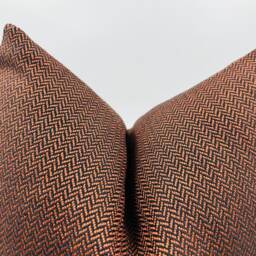 Woven Herringbone Pillow Cover, Black & Copper Chenille Euro Sham - thumbnail 3
