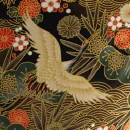 Crane Cushion, Black Chinoiserie Pillow Cover With Metallic Gold Highlights, Japanese Oriental Decor - thumbnail 2