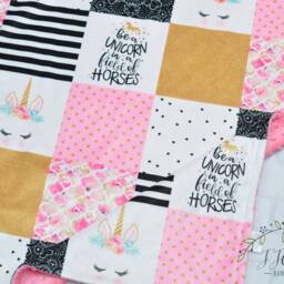 Personalized Baby Blanket-Personalized Unicorn Girl Blanket Minky - Purple Pink Minky Girl-Unicorn Nursery - thumbnail 2