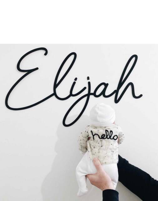 Extra Large Personalised Wooden Scribble Font Name Sign - Custom Nursery Wall Decor Big Kids Bedroom Made To Order - image 1
