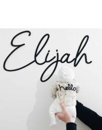 Extra Large Personalised Wooden Scribble Font Name Sign - Custom Nursery Wall Decor Big Kids Bedroom Made To Order - thumbnail 1