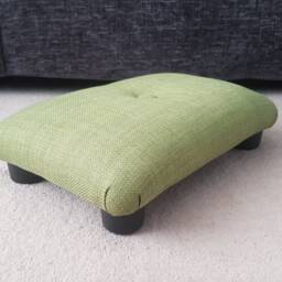 Lime Green Foot Stool Handmade Upholstered Ottoman Footrest With Button. L - thumbnail 3