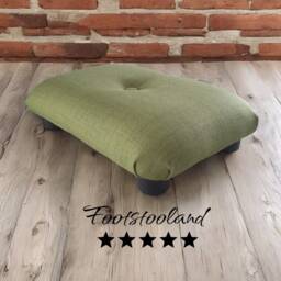 Lime Green Foot Stool Handmade Upholstered Ottoman Footrest With Button. L - thumbnail 1