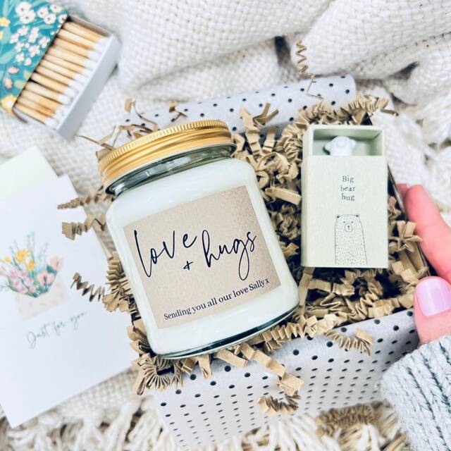 Sending Love & Hugs Personalised Candle Keepsake Gift Set, Thinking Of You, in Our Thoughts - image 1