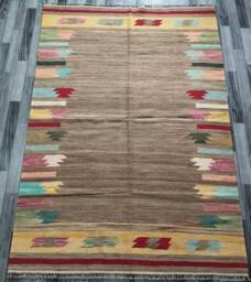 Scandinavian Rug, Handmade Artisan Afghan Swedish Nordic Flatweave Modern Abstract Art Natural Wool Kilim Rug 248x175 cm