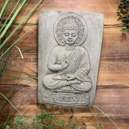 stone Garden Buddha Oriental Wall Plaque Hanging Gift Ornament - thumbnail 2
