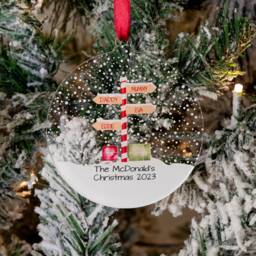 Personalised Stripy North Pole Family Acrylic Bauble Christmas Tree Ornament - thumbnail 3