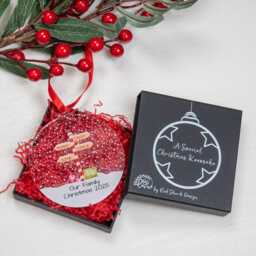 Personalised Stripy North Pole Family Acrylic Bauble Christmas Tree Ornament - thumbnail 2