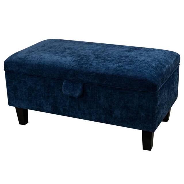 Handmade Navy Marl 70cm Storage Ottoman - Manhattan Fabric Bespoke British Made - image 1
