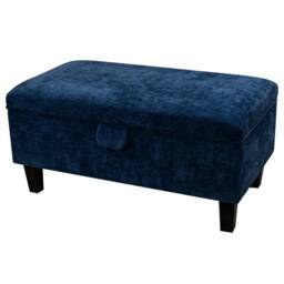 Handmade Navy Marl 70cm Storage Ottoman - Manhattan Fabric Bespoke British Made - thumbnail 1