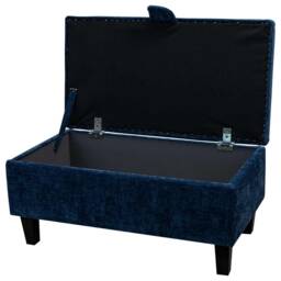 Handmade Navy Marl 70cm Storage Ottoman - Manhattan Fabric Bespoke British Made - thumbnail 2