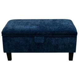 Handmade Navy Marl 70cm Storage Ottoman - Manhattan Fabric Bespoke British Made - thumbnail 3