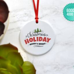 Round Porcelain Christmas Ornament, Mockup - Add Your Own Image Template - High Quality Digital Download - thumbnail 2