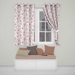 Cute Strawberry Bunny Cake Dessert Kawaii Cream Background Seamless Pattern Readymade Eyelet Ring Top Thermal 100% Blackout Curtains