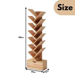 Tree Bookshelf 12 Tier Wooden Tall Floor Standing Bookcase Home D??cor Storage Organization - thumbnail 4