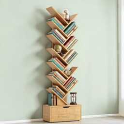 Tree Bookshelf 12 Tier Wooden Tall Floor Standing Bookcase Home D??cor Storage Organization - thumbnail 2