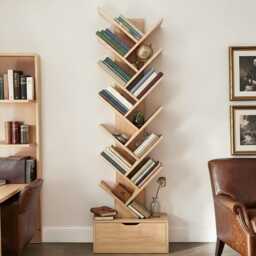 Tree Bookshelf 12 Tier Wooden Tall Floor Standing Bookcase Home D??cor Storage Organization - thumbnail 3