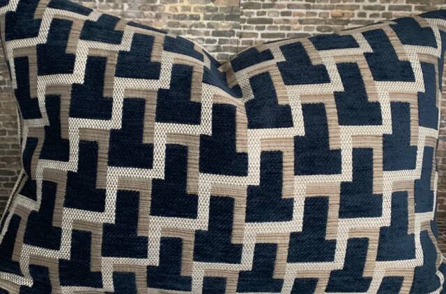 3Bmodliving Designer Pillow Cover, 12 X 16 Lumbar, Raised Velvet, Navy Blue - image 1