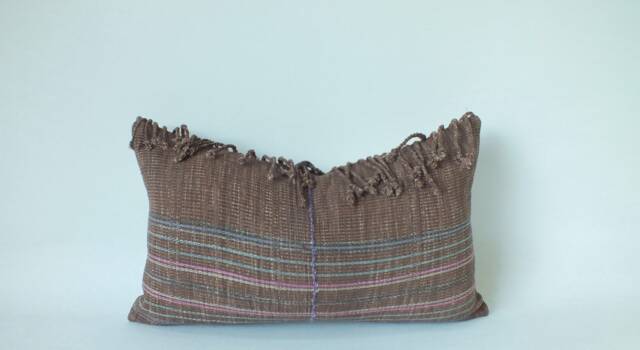 "Handwoven Pillowcase Ethnic Cotton Textile Boho Accent Sofa Cushion - 12"" X 20" - image 1