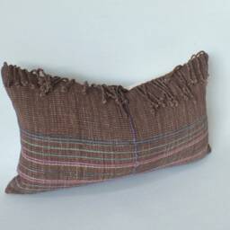 "Handwoven Pillowcase Ethnic Cotton Textile Boho Accent Sofa Cushion - 12"" X 20" - thumbnail 2