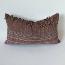 "Handwoven Pillowcase Ethnic Cotton Textile Boho Accent Sofa Cushion - 12"" X 20" - thumbnail 3