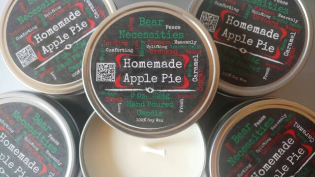 Homemade Apple Pie Candles Hand Poured 100% Soy Wax Candle Tin 8 Oz. Valentine's Day Gift Idea - image 1