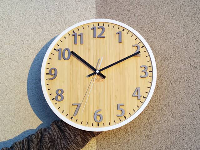 Large Wall Clock Bamboo- With White Tortora Numbers - Quiet & Modern 30cm/11, 81 - image 1