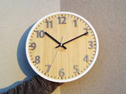 Large Wall Clock Bamboo- With White Tortora Numbers - Quiet & Modern 30cm/11, 81 - thumbnail 1