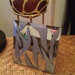 Silver Zebra Animal Print Mirrored Square Shaped Stand African Decorating Ideas - thumbnail 2
