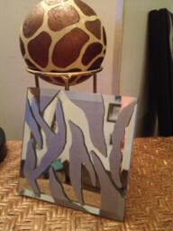 Silver Zebra Animal Print Mirrored Square Shaped Stand African Decorating Ideas - thumbnail 1