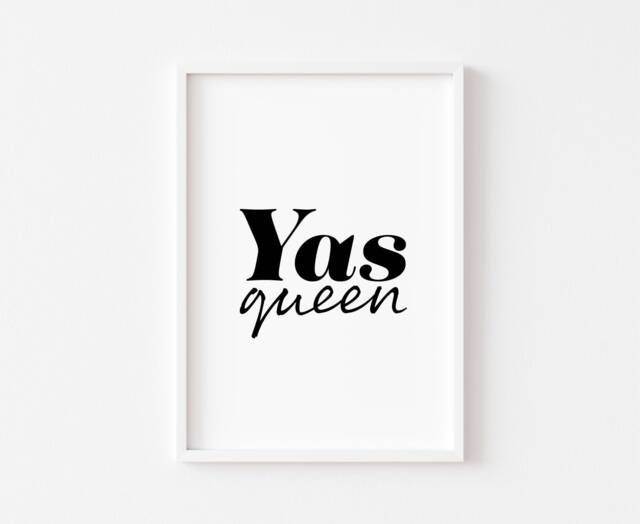 Bedroom Prints - Decor Home Wall Art Yas Queen Inspirational Quote