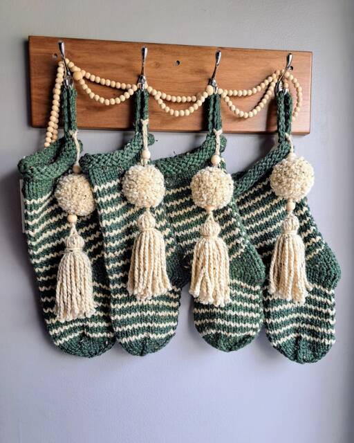 Hand Knit Christmas Stocking Scandinavian Holiday Decor - image 1