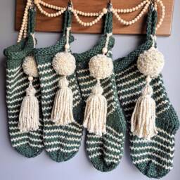 Hand Knit Christmas Stocking Scandinavian Holiday Decor - thumbnail 2