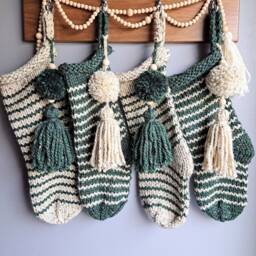 Hand Knit Christmas Stocking Scandinavian Holiday Decor - thumbnail 3