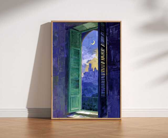 Moody Open Window Henri Matisse Print, Style Fauvism Painting, Modern Exhibition Castle Moon Dark Academia Mystical - image 1