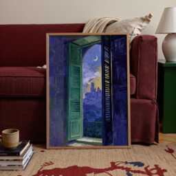 Moody Open Window Henri Matisse Print, Style Fauvism Painting, Modern Exhibition Castle Moon Dark Academia Mystical - thumbnail 2