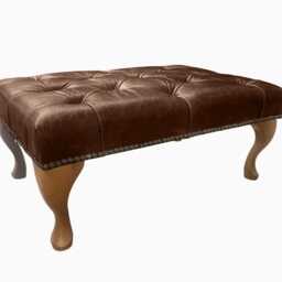 Chesterfield High Back Wing Chair & Stool - Presented in Genuine Vintage Brown Leather The Kensington - thumbnail 2
