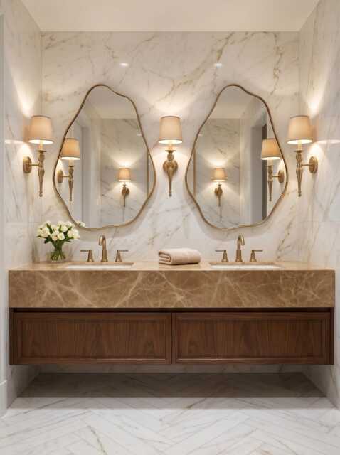 Irregular Brass Mirror - Modern Sculptural Bathroom - image 1