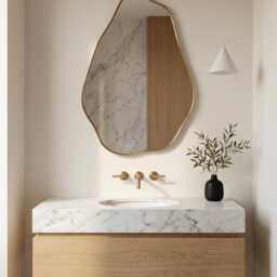 Irregular Brass Mirror - Modern Sculptural Bathroom - thumbnail 3
