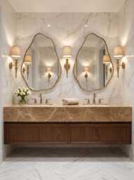 Irregular Brass Mirror - Modern Sculptural Bathroom