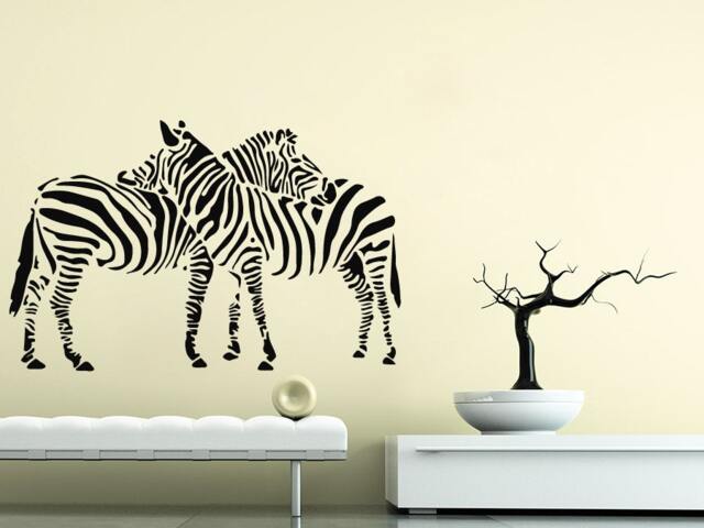 Wall Decals Zebra Embrace Love Decal Vinyl Sticker Nursery Bedroom Home Decor Living Room Interior Art Mural Eg87 - image 1