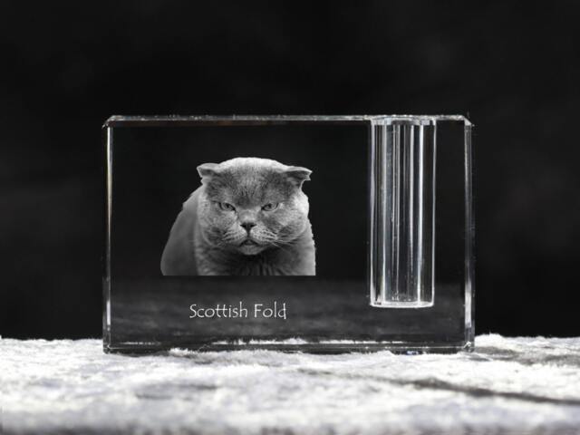 Scottish Fold, Crystal Pen Holder With Cat, Souvenir, Decoration, Limited Edition, Collection - image 1