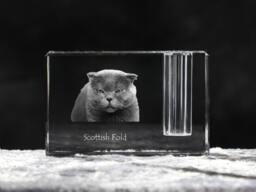 Scottish Fold, Crystal Pen Holder With Cat, Souvenir, Decoration, Limited Edition, Collection - thumbnail 1