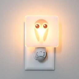 Owl Fused Glass Nightlight - Nursery Baby Shower Gift Kids Gender Neutral Modern Bird Animal - thumbnail 2