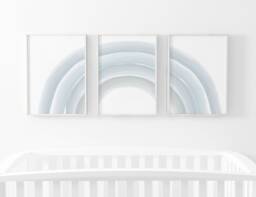 Neutral Blue Grey Rainbow Prints, Baby Boy, Nursery Boys Bedroom, New Gift, Nursery, Wall Art, Playroom Kids - thumbnail 1