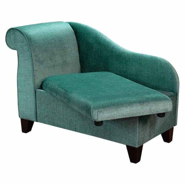 Handmade Peacock Velvet Chaise Longue British Bespoke Storage Ottoman - image 1