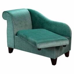 Handmade Peacock Velvet Chaise Longue British Bespoke Storage Ottoman