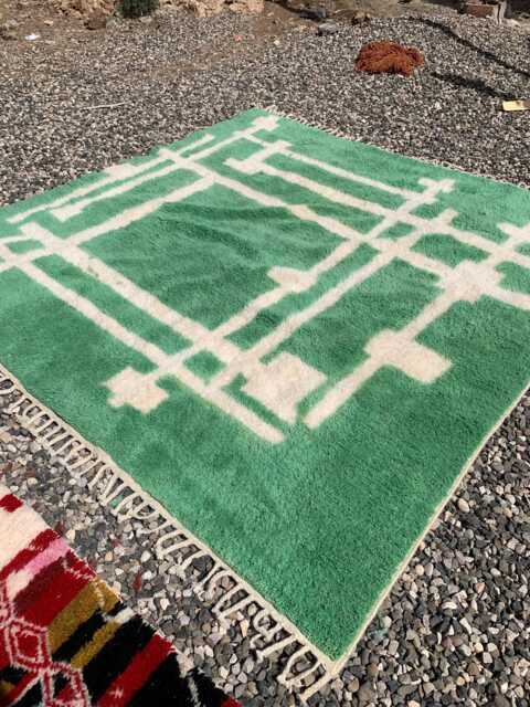 Green Moroccan Rug, Shag Custom Made Carpet, Berber 9x12 Area Rug - image 1
