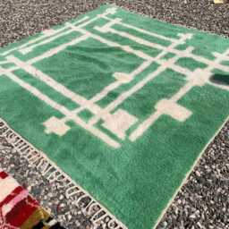 Green Moroccan Rug, Shag Custom Made Carpet, Berber 9x12 Area Rug - thumbnail 4