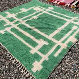 Green Moroccan Rug, Shag Custom Made Carpet, Berber 9x12 Area Rug - thumbnail 3